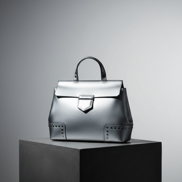 Borsa a Mano Strutturata "Metal Edge" – Argento