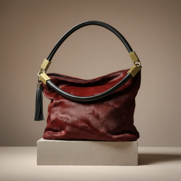 Borsa a Spalla "Velvet Edge" in Simil-Pony Hair