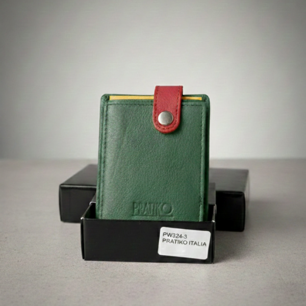 Pratiko Mini in Pelle Italia - Verde-Rosso