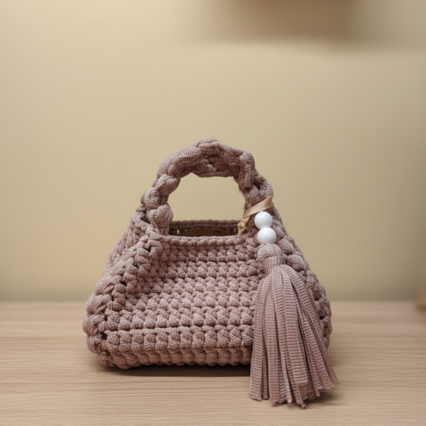 Mini Borsa a Mano "Dolce Crochet" con Nappa