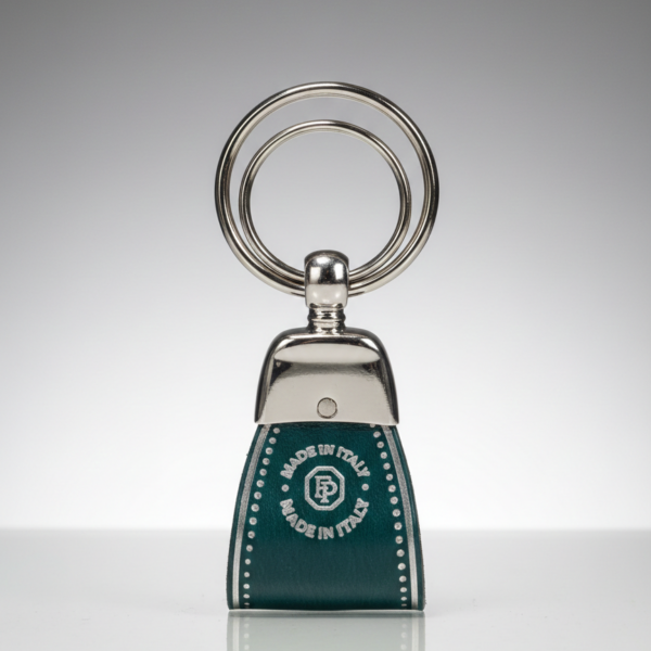 Portachiavi Pratiko a Passante in Pelle Verde Petrolio con Logo "Made in Italy"