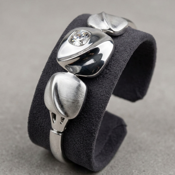 Bracciale Rigido Alex Arte Collezione Scintille – Design scultoreo a maglie grandi bombate e satinate