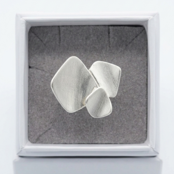 Anello Alex Arte – Design "Abstract Mosaic" a Tre Elementi con Finitura Satinata