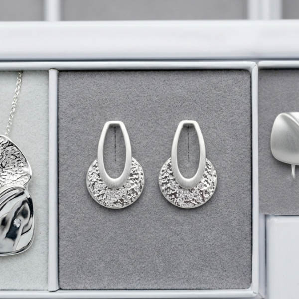 Orecchini Alex Arte Collezione Scintille – Pendenti Ovali Placcati Argento con Cristalli