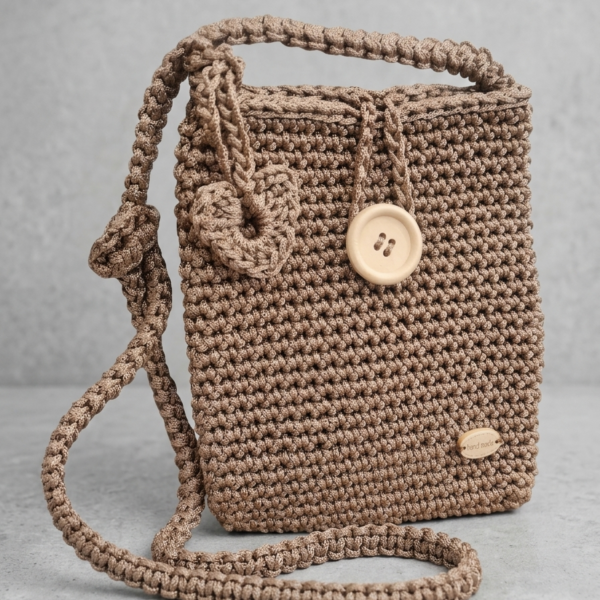Porta Cellulare in Crochet – Collezione Manu&Sara (Tortora)