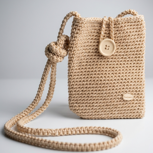 Porta Cellulare in Crochet – Collezione Manu&Sara (Beige)