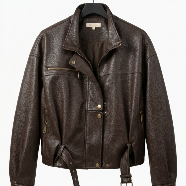 Giubbotto Effetto Martellato Marrone Cioccolato Taglia Unica