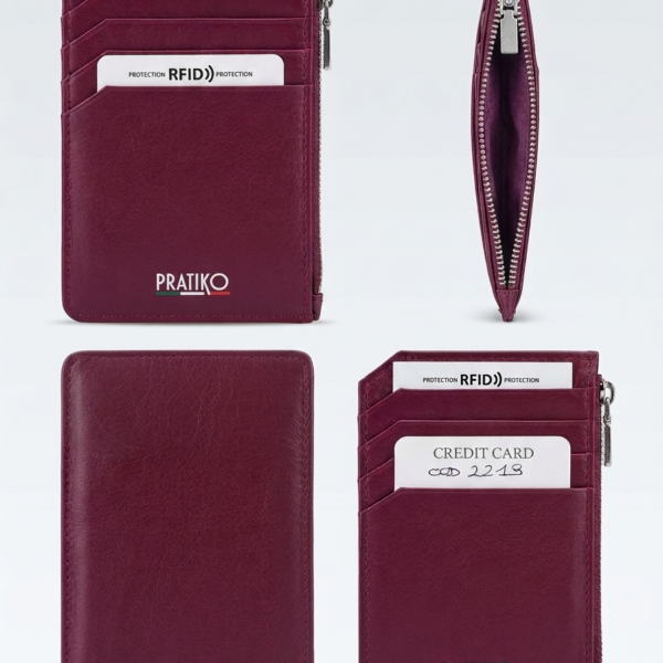 Portatessere Slim in Vera Pelle – Pratiko Collection (Bordeaux)