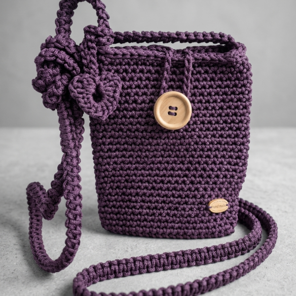 Porta Cellulare in Crochet – Collezione Manu&Sara (Prugna)